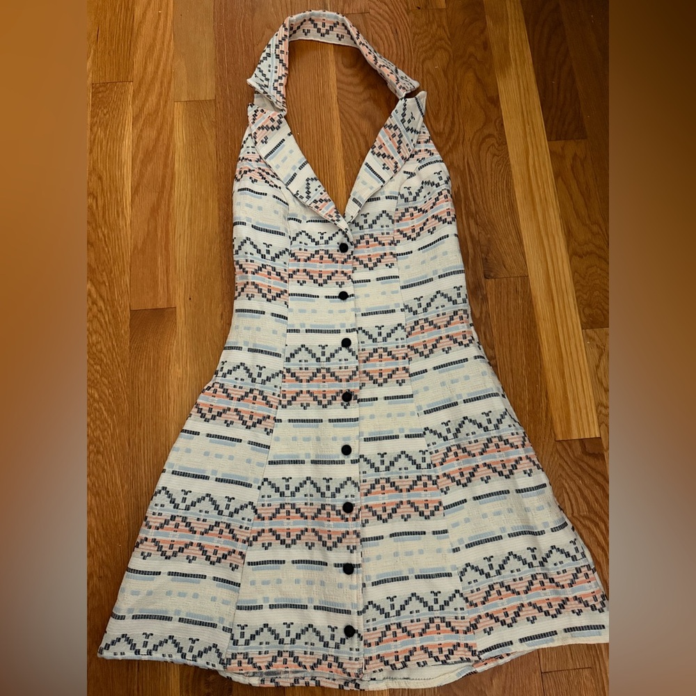 Vanessa mooney Valentina Printed halter mini dress size XS